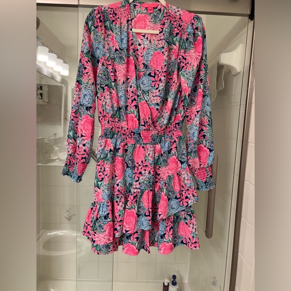 Lilly Pulitzer Critiana Dress, 12 Oyster Bay Navy Always Be Blooming, EUC - Picture 3 of 4